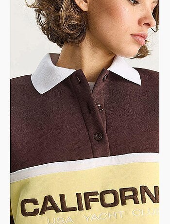 Sweatshirt oversized com estampado e gola polo lucci