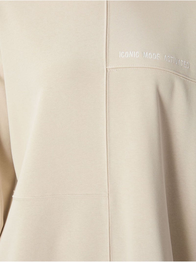 Sweatshirt oversized com gola redonda tommy Bege-argila - Kiabi