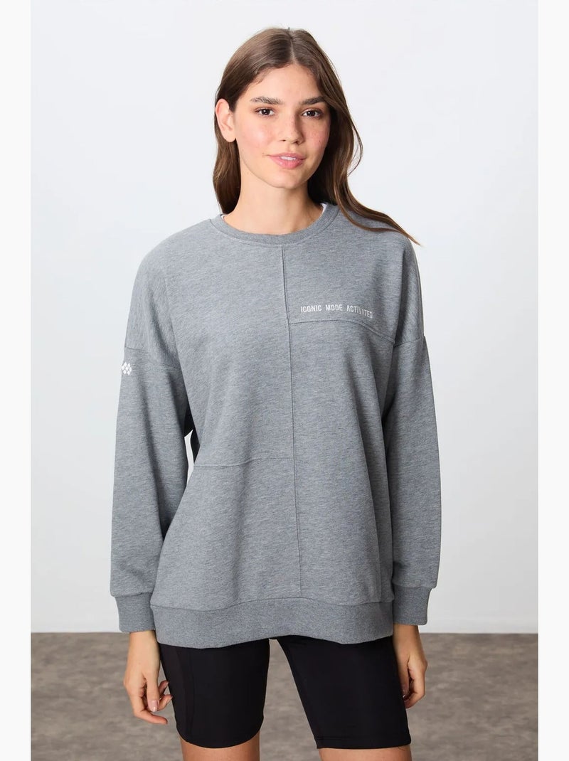 Sweatshirt oversized com gola redonda tommy Cinza - Kiabi