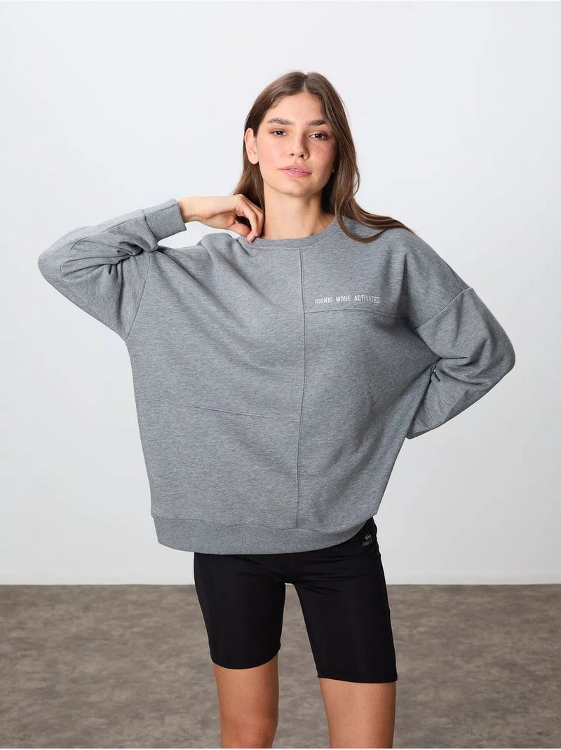 Sweatshirt oversized com gola redonda tommy Cinza - Kiabi