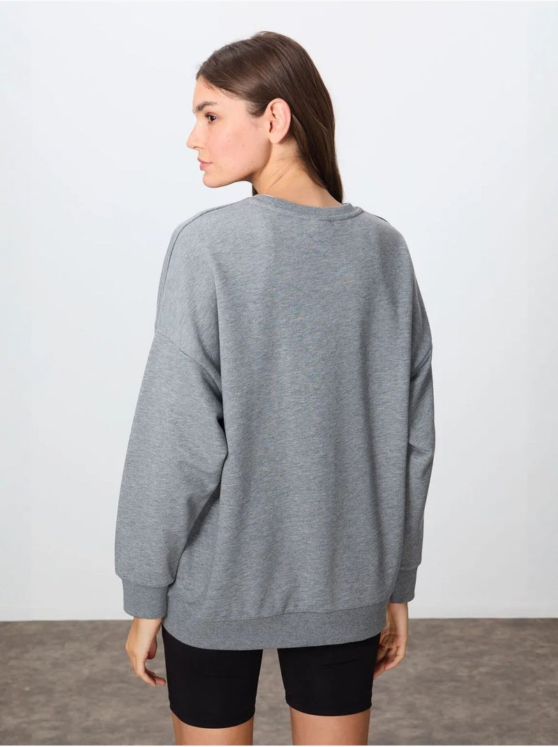 Sweatshirt oversized com gola redonda tommy Cinza - Kiabi