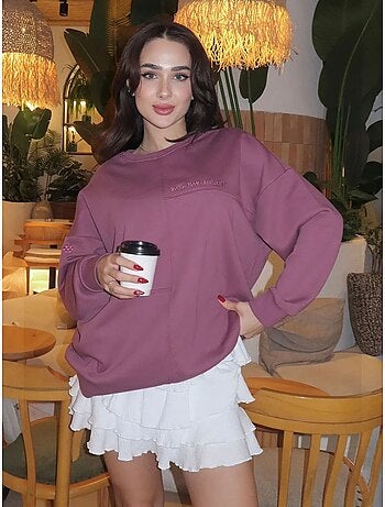 Sweatshirt oversized com gola redonda tommy