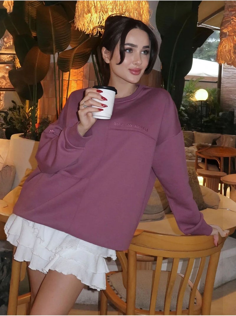 Sweatshirt oversized com gola redonda tommy Malva - Kiabi