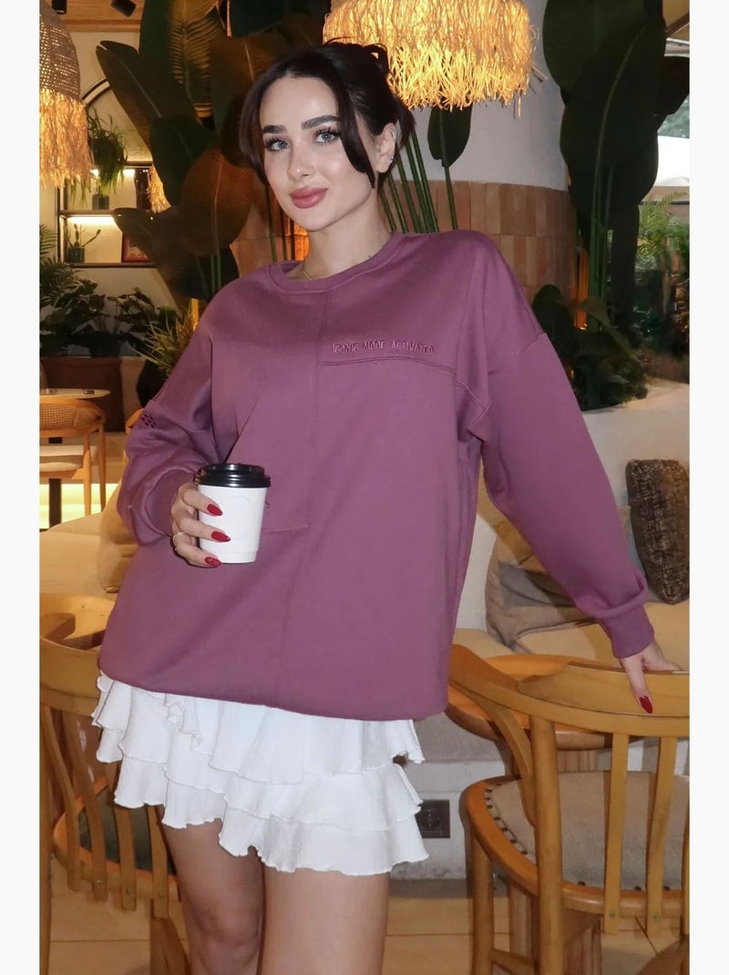 Sweatshirt oversized com gola redonda tommy Malva - Kiabi