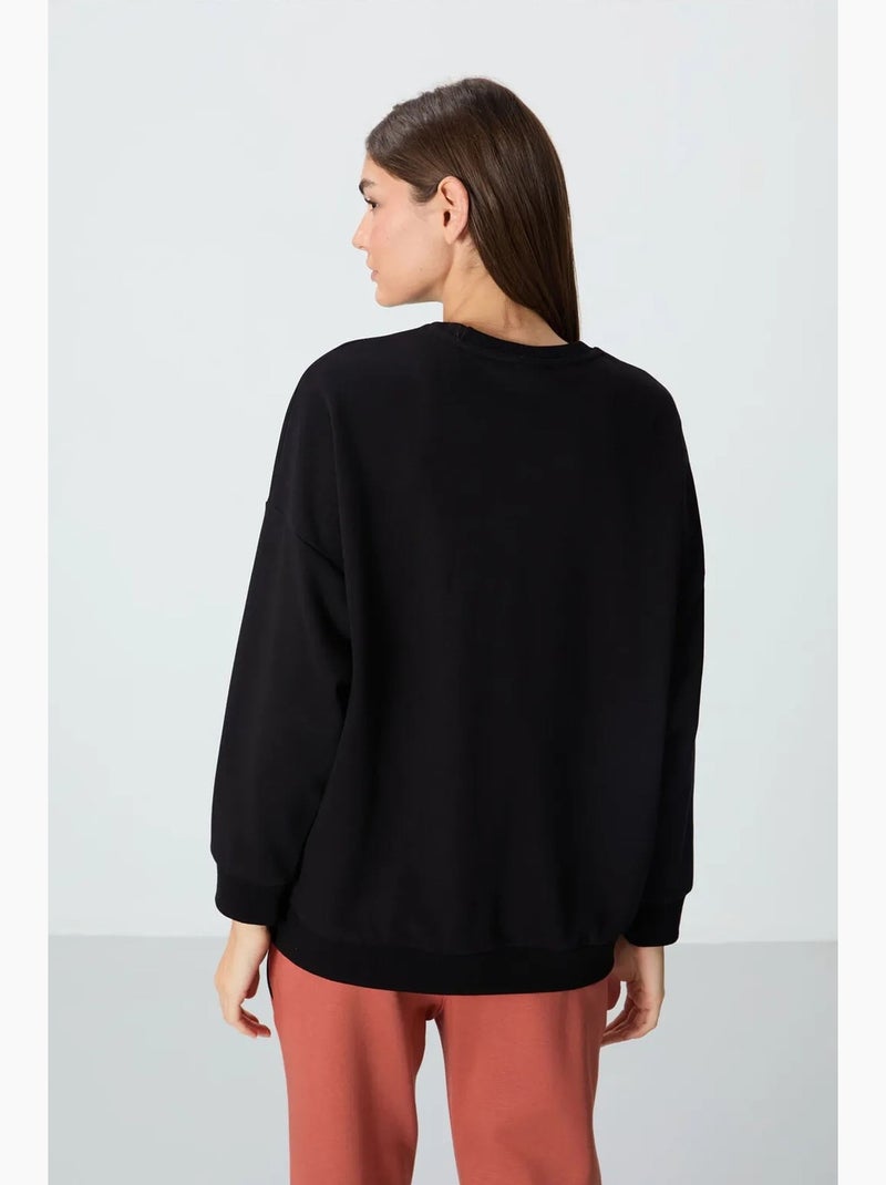 Sweatshirt oversized com gola redonda tommy Preto - Kiabi