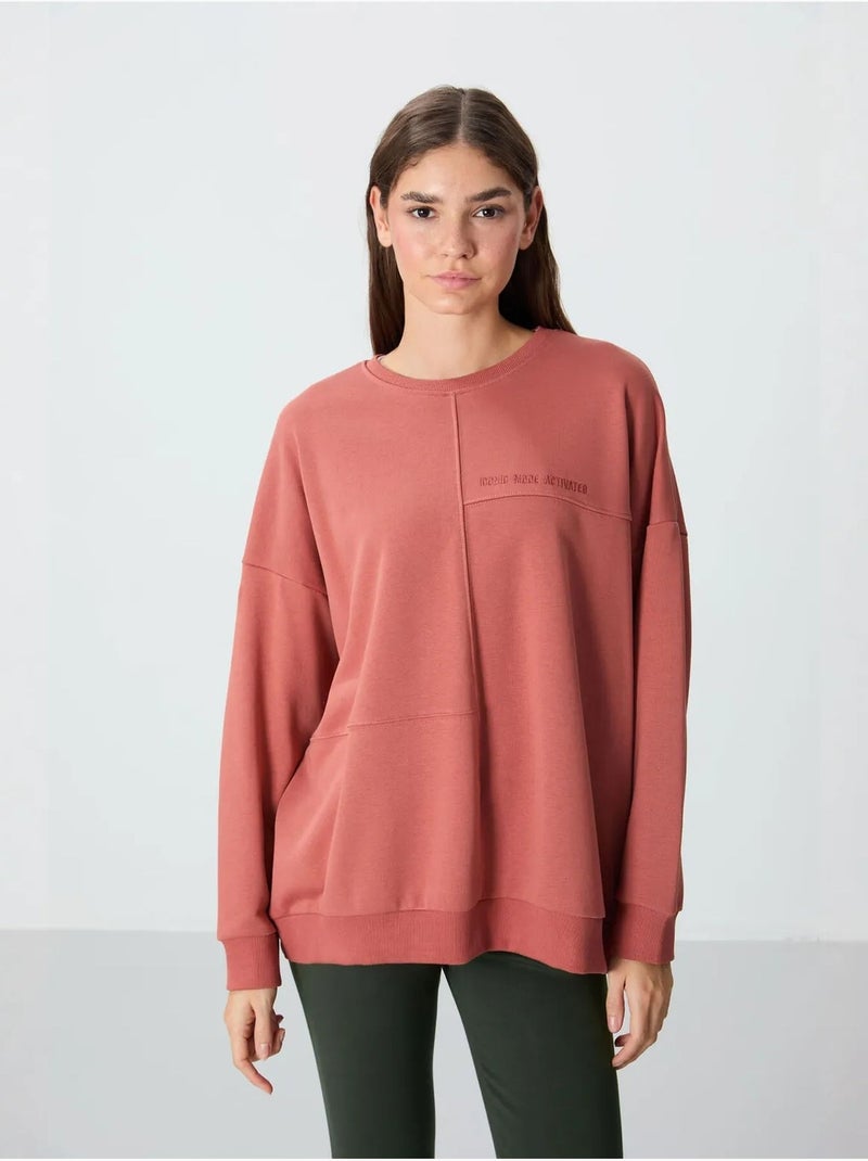 Sweatshirt oversized com gola redonda tommy Terracota - Kiabi