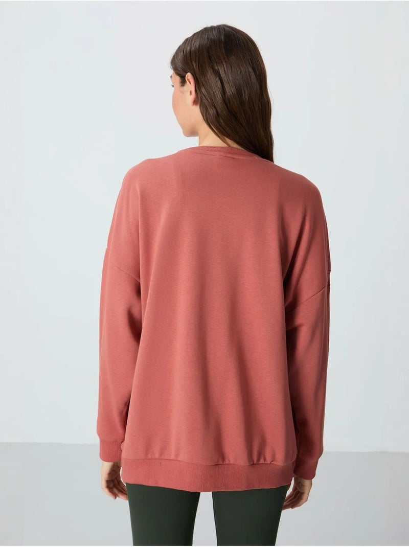 Sweatshirt oversized com gola redonda tommy Terracota - Kiabi
