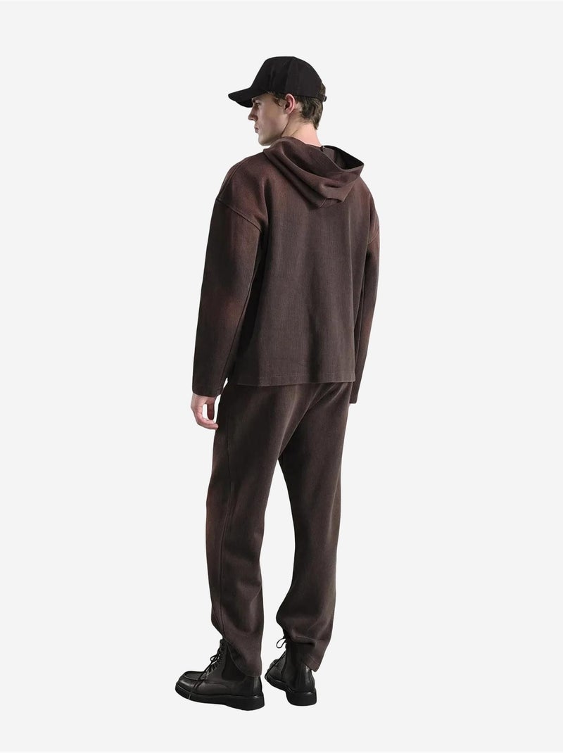 Sweatshirt oversized em malha com capuz giesto Castanho-chocolate - Kiabi
