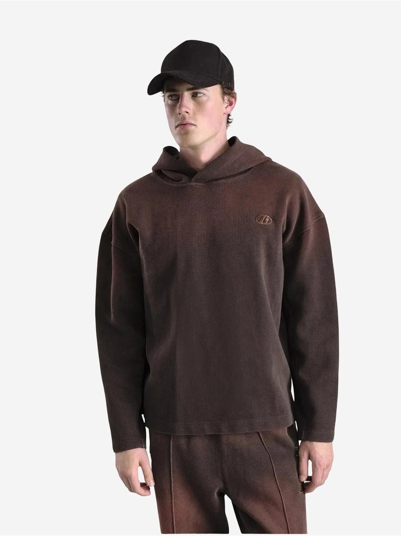 Sweatshirt oversized em malha com capuz giesto Castanho-chocolate - Kiabi