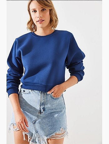 Sweatshirt oversized em malha com decote redondo lucci