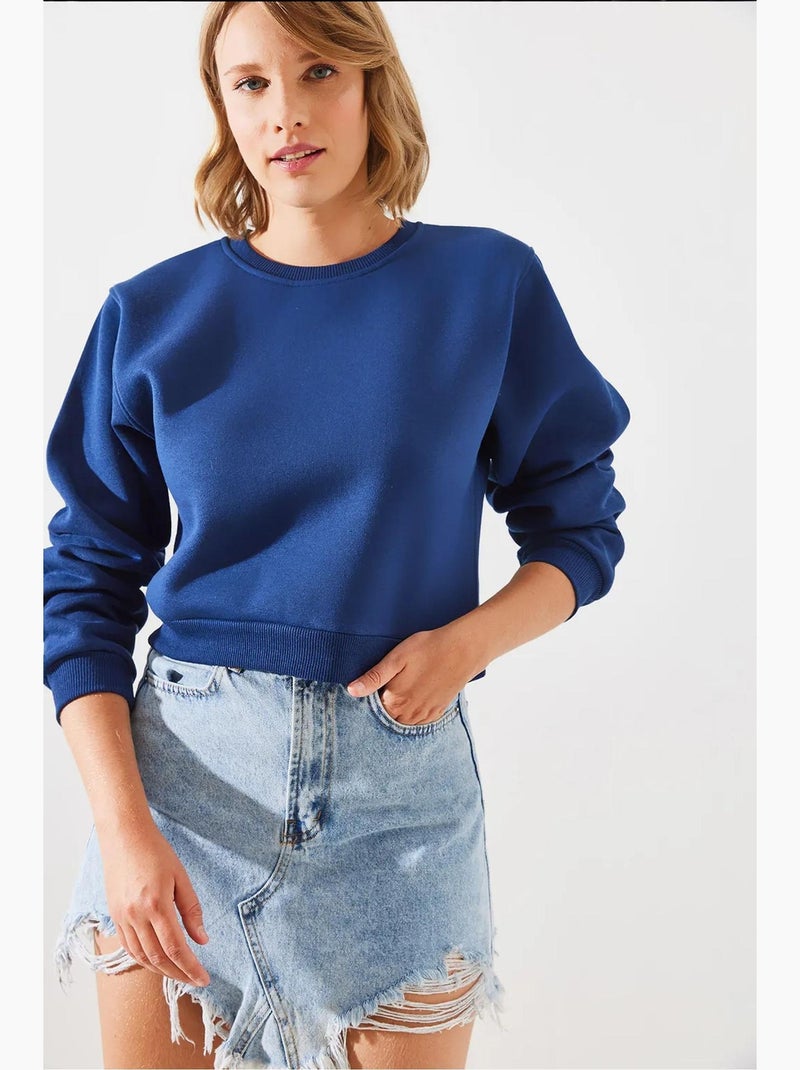 Sweatshirt oversized em malha com decote redondo lucci Azul-marinho - Kiabi
