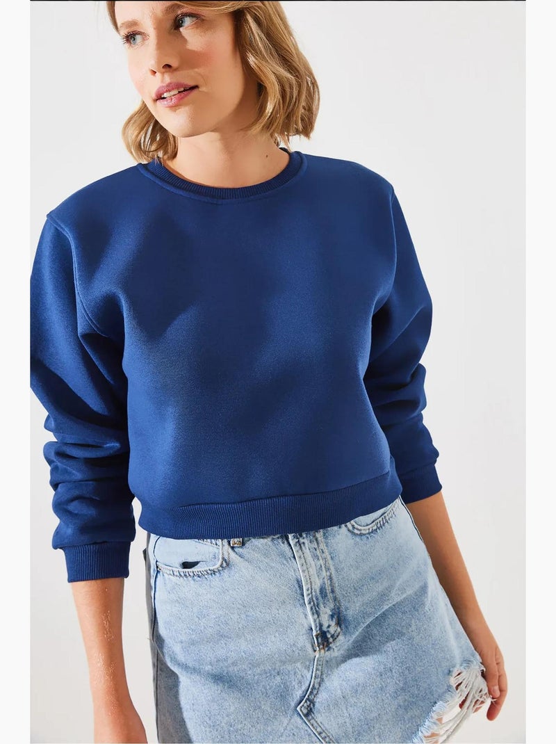 Sweatshirt oversized em malha com decote redondo lucci Azul-marinho - Kiabi