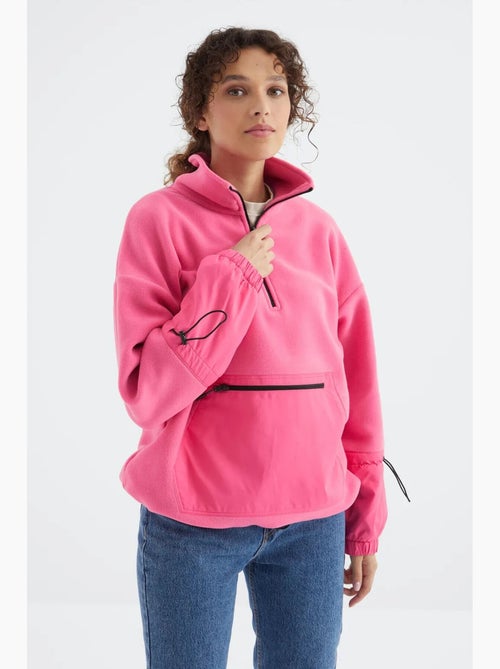 Sweatshirt oversized em pelúcia com meio zíper tommy - Kiabi Sweatshirt oversized em pelúcia com meio zíper tommy - Kiabi