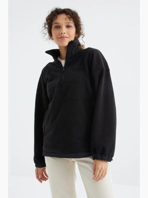 Sweatshirt oversized em plush com meio fecho de correr tommy - Kiabi