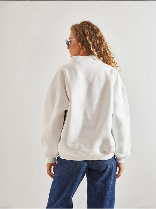 Sweatshirt oversized estampada com fecho de correr lucci - Kiabi