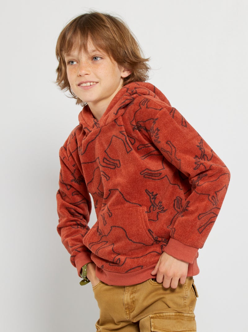 Sweatshirt polar com capuz LARANJA - Kiabi