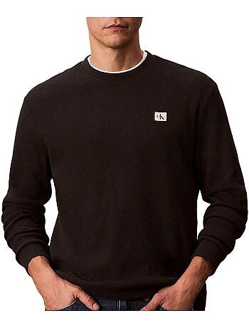 Sweat Calvin Klein Jeans Branco com Emblema Waffle para Homem