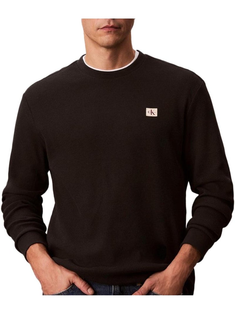 Sweatshirt Preto Calvin Klein Jeans Waffle Badge para Homem Preto - Kiabi