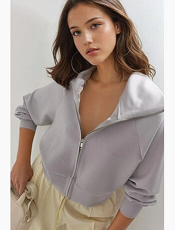 Sweatshirt relaxed fit com fecho de correr busem