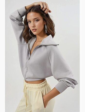 Sweatshirt relaxed fit com fecho de correr busem