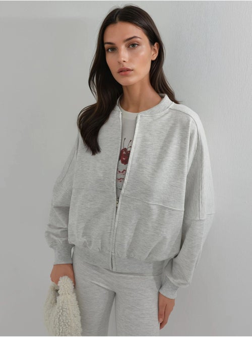 Sweatshirt relaxed fit com fecho de correr integral busem - Kiabi Sweatshirt relaxed fit com fecho de correr integral busem - Kiabi