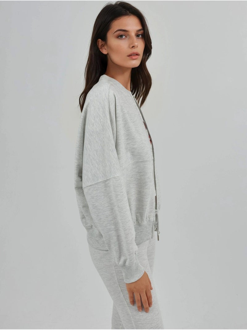 Sweatshirt relaxed fit com fecho de correr integral busem Cinza claro - Kiabi
