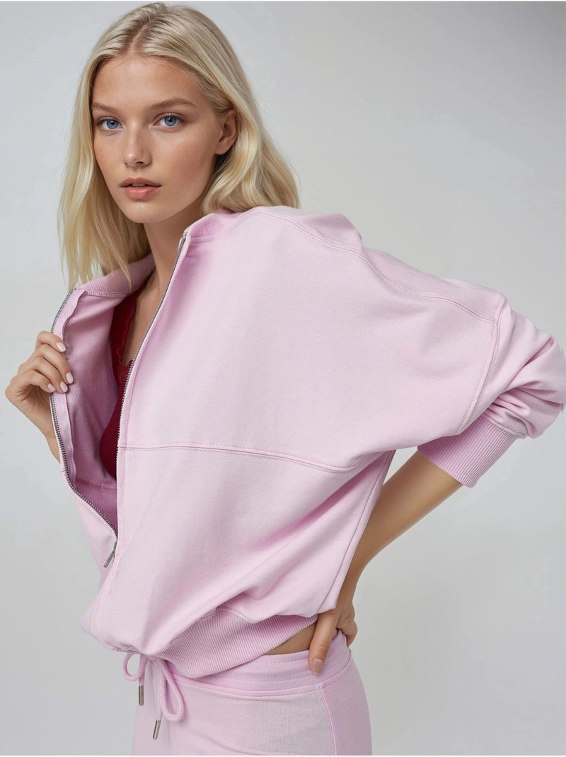 Sweatshirt relaxed fit com fecho de correr integral busem Rosa-pálido - Kiabi