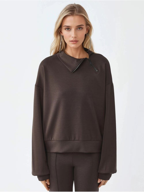 Sweatshirt relaxed fit com gola com fecho busem - Kiabi