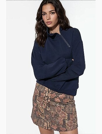 Sweatshirt relaxed fit com gola com fecho busem