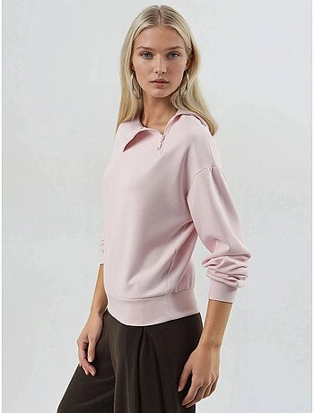 Sweatshirt relaxed fit com gola com fecho busem