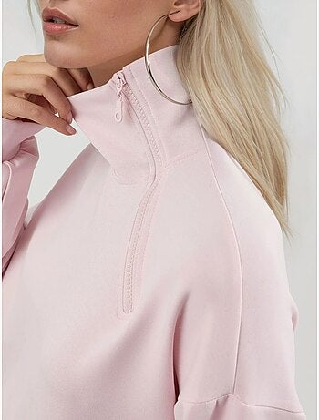 Sweatshirt relaxed fit com gola com fecho busem
