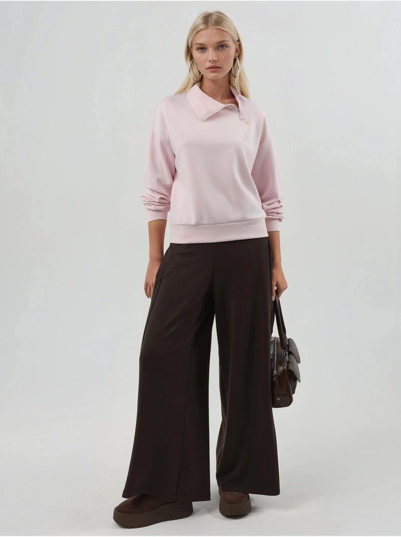 Sweatshirt relaxed fit com gola com fecho busem Rosa-pálido - Kiabi