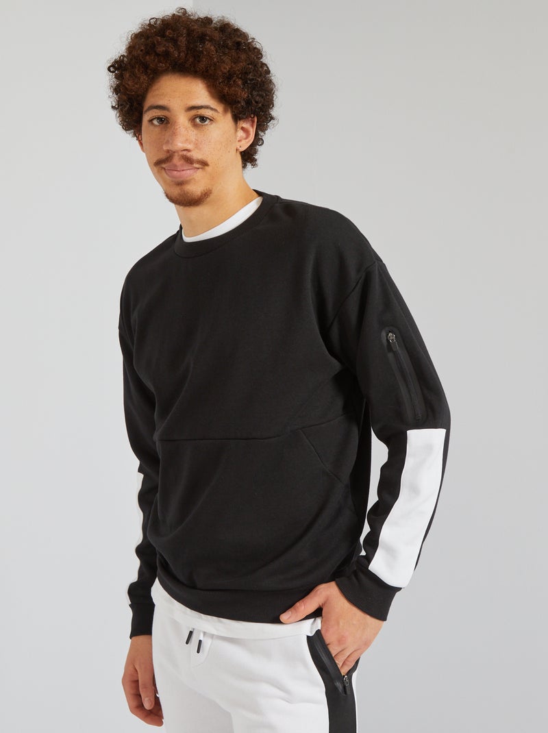 Sweatshirt sem mangas color-block PRETO - Kiabi