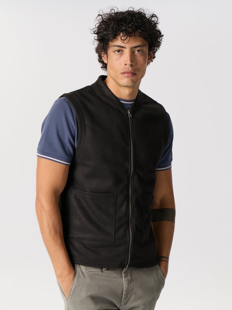 Sweatshirt sem mangas com fecho Preto - Kiabi
