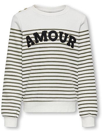 Sweatshirt Shela Branco/Verde para Menina Kids ONLY