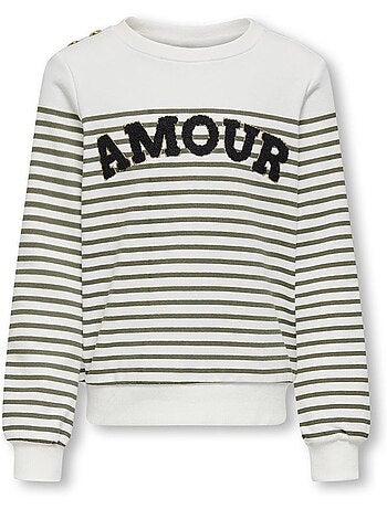 Sweatshirt Shela Branco/Verde para Menina Kids ONLY
