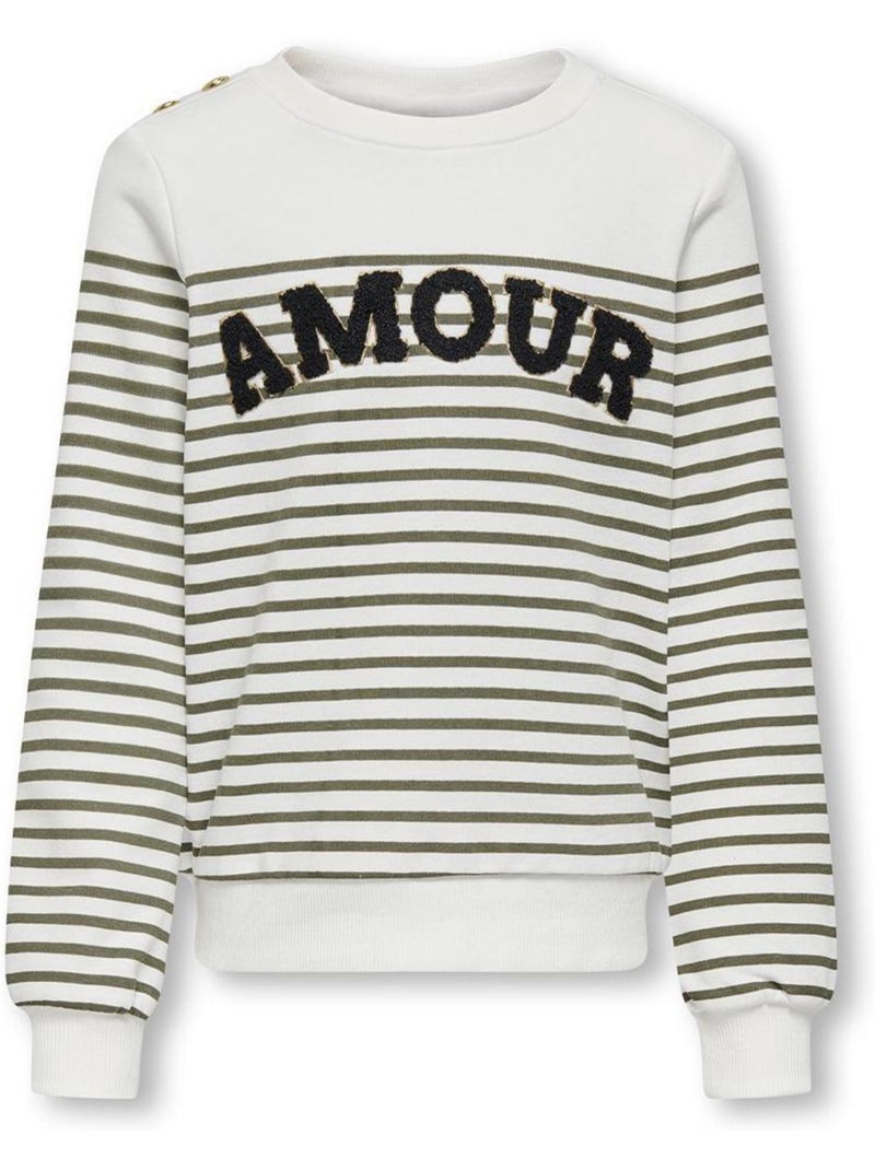 Sweatshirt Shela Branco/Verde para Menina Kids ONLY Verde - Kiabi