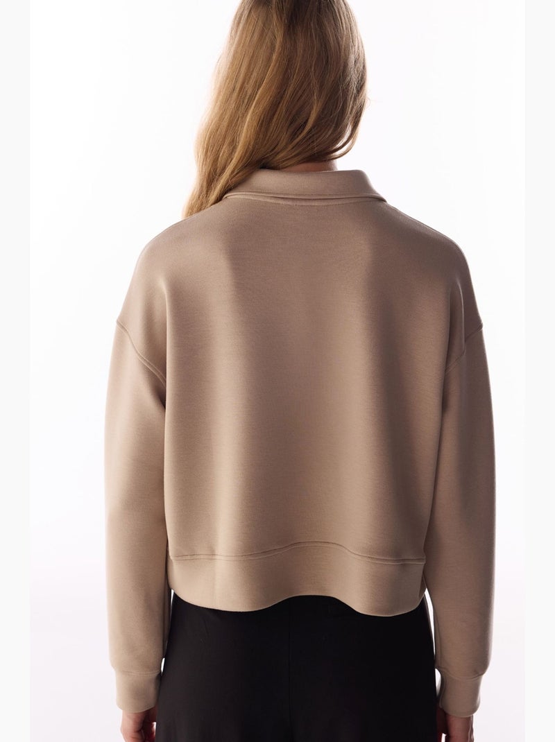 Sweatshirt silky touch com cordões e manga comprida penti Bege-argila - Kiabi