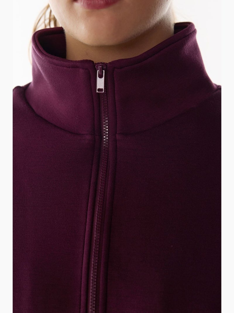 Sweatshirt silky touch com meio fecho penti Vermelho bordô - Kiabi