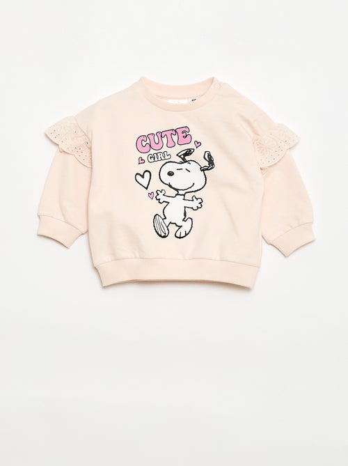 Sweatshirt 'Snoopy' com folhos em bordado inglês - Kiabi