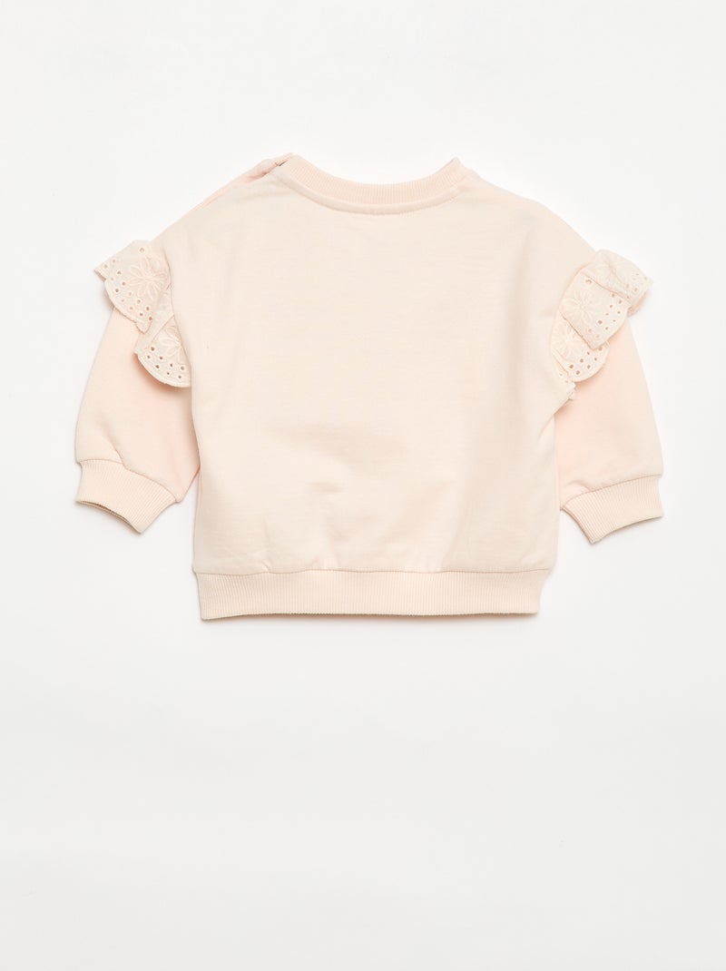 Sweatshirt 'Snoopy' com folhos em bordado inglês Rosa - Kiabi