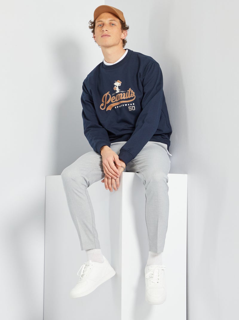 Sweatshirt 'Snoopy' em moletão Azul Marinho - Kiabi