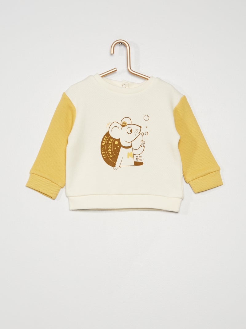 Sweatshirt 'sorriso' em moletão BRANCO - Kiabi