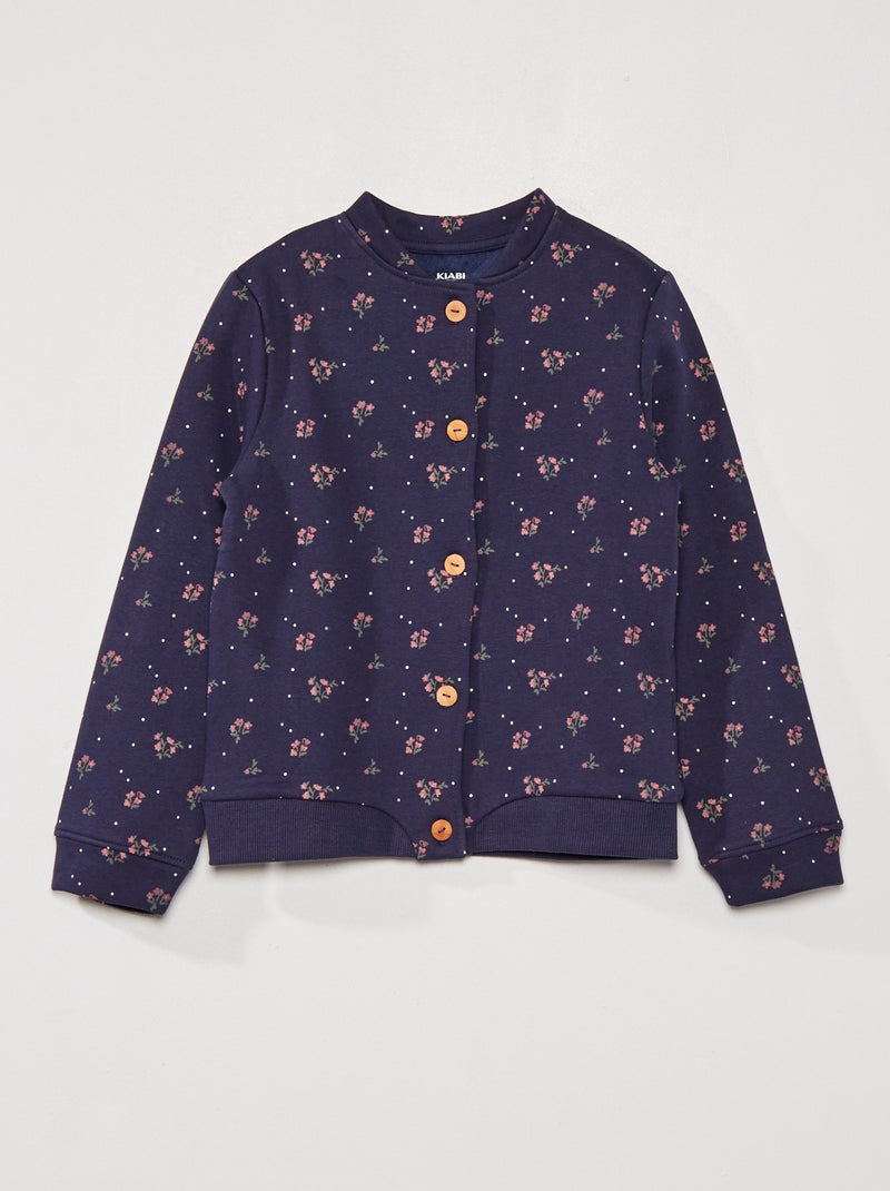 Sweatshirt teddy com estampado florido AZUL - Kiabi