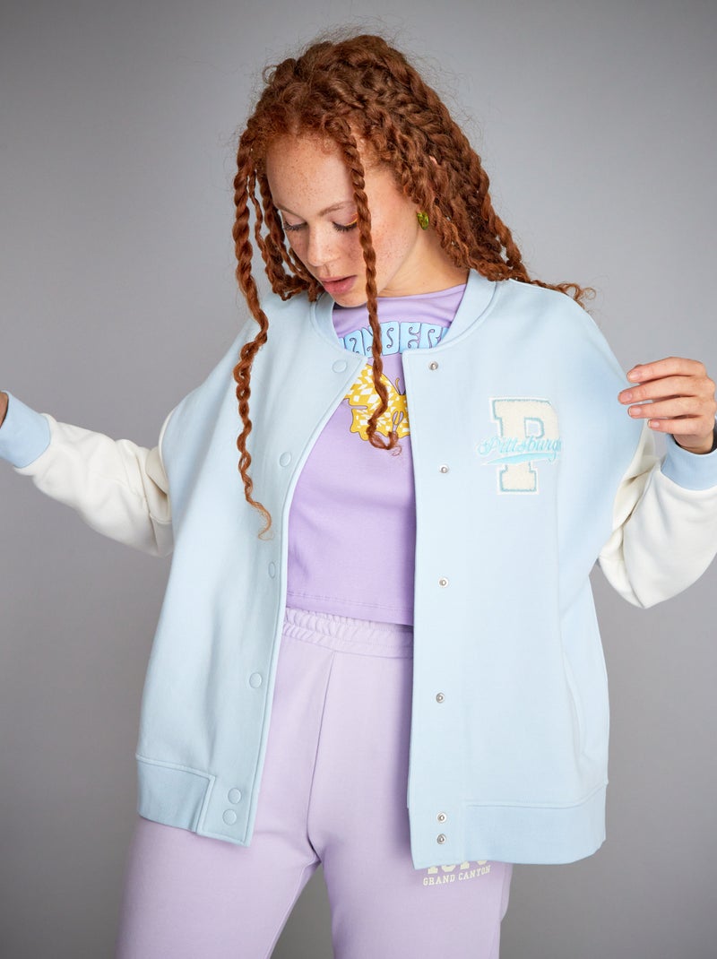 Sweatshirt teddy estilo americano AZUL - Kiabi