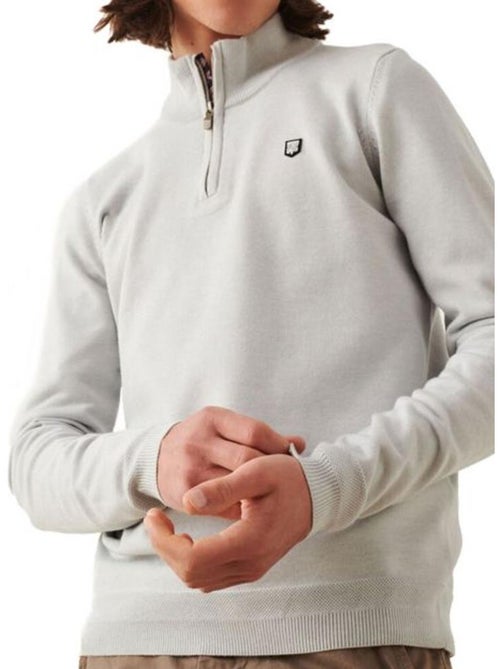 Sweatshirt teddy smith marty 2 branco de homem com fecho 1/4 - Kiabi