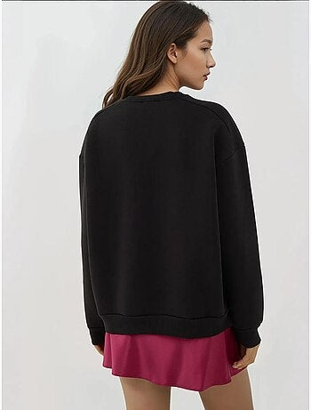 Sweatshirt texturizada de gola redonda com detalhe de fecho hiccup