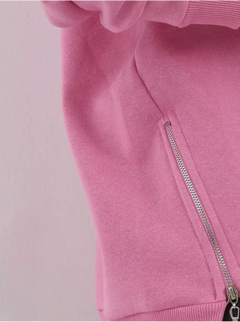 Sweatshirt texturizada de gola redonda com detalhe de fecho hiccup Rosa-claro - Kiabi