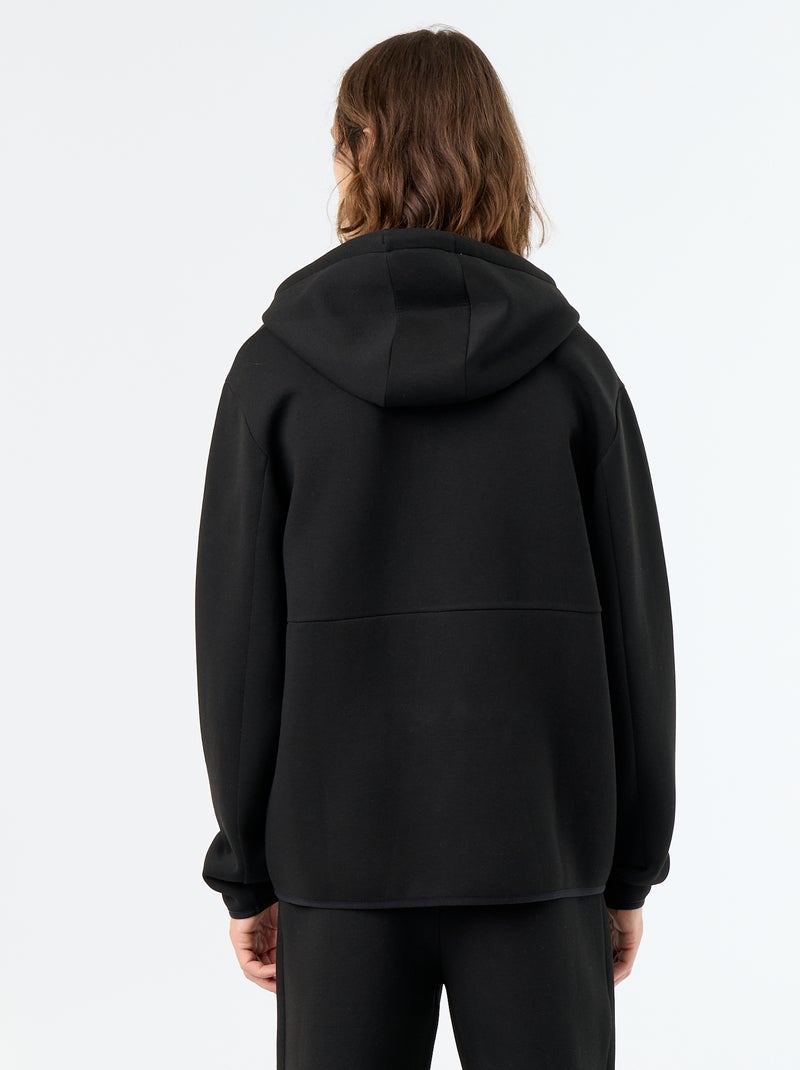 Sweatshirt tipo neopreno com capuz Preto - Kiabi