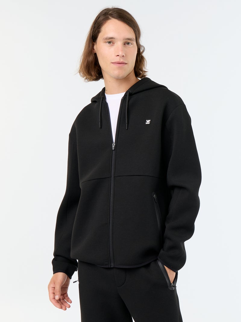 Sweatshirt tipo neopreno com capuz Preto - Kiabi